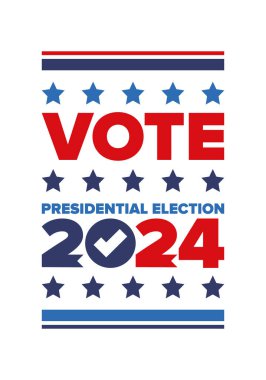 Presidential Election 2024 in United States. Vote day, November 5. US Election. Patriotic american element. Poster, card, banner and background. Vector illustration