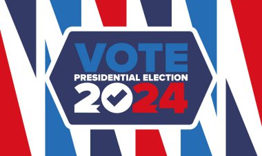 Presidential Election 2024 in United States. Vote day, November 5. US Election. Patriotic american element. Poster, card, banner and background. Vector illustration