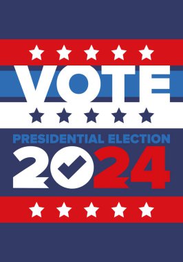 Presidential Election 2024 in United States. Vote day, November 5. US Election. Patriotic american element. Poster, card, banner and background. Vector illustration