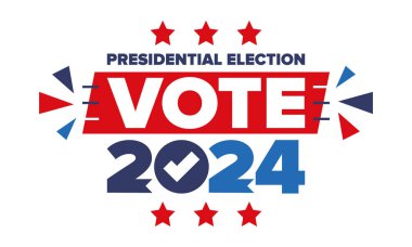 Presidential Election 2024 in United States. Vote day, November 5. US Election. Patriotic american element. Poster, card, banner and background. Vector illustration