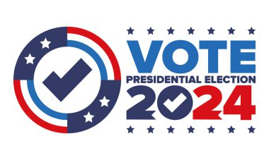 Presidential Election 2024 in United States. Vote day, November 5. US Election. Patriotic american element. Poster, card, banner and background. Vector illustration