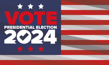 Presidential Election 2024 in United States. Vote day, November 5. US Election. Patriotic american element. Poster, card, banner and background. Vector illustration