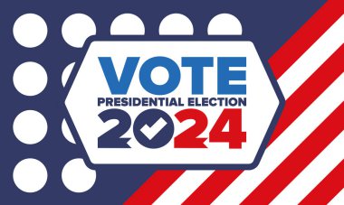 Presidential Election 2024 in United States. Vote day, November 5. US Election. Patriotic american element. Poster, card, banner and background. Vector illustration
