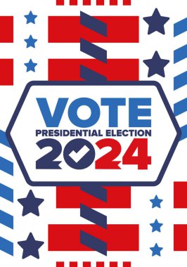Presidential Election 2024 in United States. Vote day, November 5. US Election. Patriotic american element. Poster, card, banner and background. Vector illustration