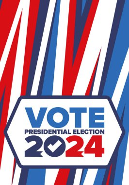 Presidential Election 2024 in United States. Vote day, November 5. US Election. Patriotic american element. Poster, card, banner and background. Vector illustration