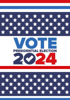 Presidential Election 2024 in United States. Vote day, November 5. US Election. Patriotic american element. Poster, card, banner and background. Vector illustration