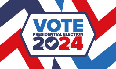 Presidential Election 2024 in United States. Vote day, November 5. US Election. Patriotic american element. Poster, card, banner and background. Vector illustration