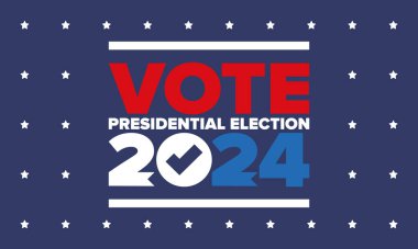 Presidential Election 2024 in United States. Vote day, November 5. US Election. Patriotic american element. Poster, card, banner and background. Vector illustration