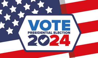 Presidential Election 2024 in United States. Vote day, November 5. US Election. Patriotic american element. Poster, card, banner and background. Vector illustration