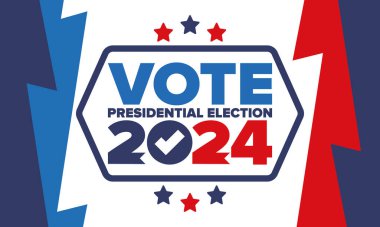 Presidential Election 2024 in United States. Vote day, November 5. US Election. Patriotic american element. Poster, card, banner and background. Vector illustration