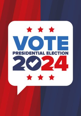 Presidential Election 2024 in United States. Vote day, November 5. US Election. Patriotic american element. Poster, card, banner and background. Vector illustration