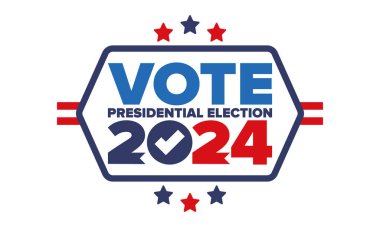 Presidential Election 2024 in United States. Vote day, November 5. US Election. Patriotic american element. Poster, card, banner and background. Vector illustration