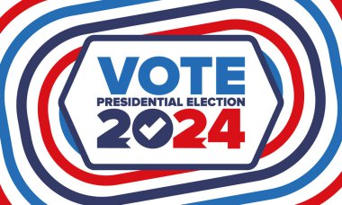 Presidential Election 2024 in United States. Vote day, November 5. US Election. Patriotic american element. Poster, card, banner and background. Vector illustration