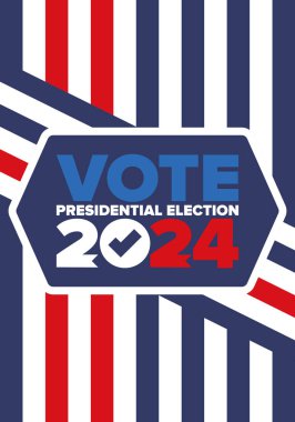 Presidential Election 2024 in United States. Vote day, November 5. US Election. Patriotic american element. Poster, card, banner and background. Vector illustration