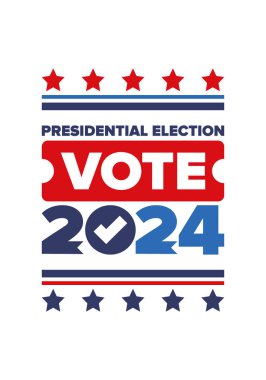 Presidential Election 2024 in United States. Vote day, November 5. US Election. Patriotic american element. Poster, card, banner and background. Vector illustration