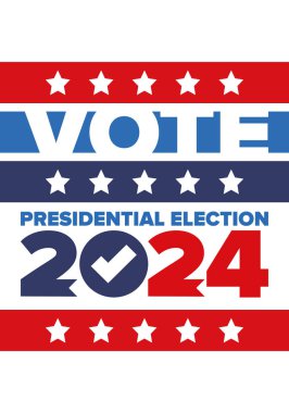 Presidential Election 2024 in United States. Vote day, November 5. US Election. Patriotic american element. Poster, card, banner and background. Vector illustration