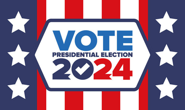 Presidential Election 2024 in United States. Vote day, November 5. US Election. Patriotic american element. Poster, card, banner and background. Vector illustration