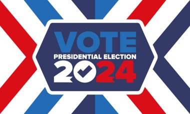 Presidential Election 2024 in United States. Vote day, November 5. US Election. Patriotic american element. Poster, card, banner and background. Vector illustration