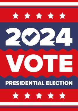 Presidential Election 2024 in United States. Vote day, November 5. US Election. Patriotic american element. Poster, card, banner and background. Vector illustration