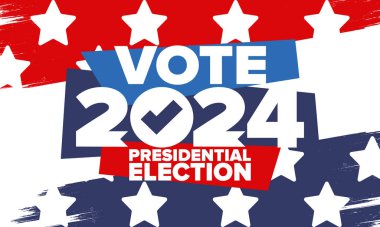 Presidential Election 2024 in United States. Vote day, November 5. US Election. Patriotic american element. Poster, card, banner and background. Vector illustration