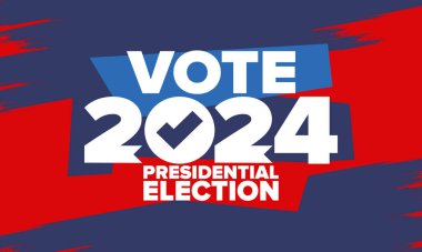 Presidential Election 2024 in United States. Vote day, November 5. US Election. Patriotic american element. Poster, card, banner and background. Vector illustration