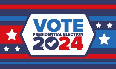 Presidential Election 2024 in United States. Vote day, November 5. US Election. Patriotic american element. Poster, card, banner and background. Vector illustration