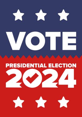 Presidential Election 2024 in United States. Vote day, November 5. US Election. Patriotic american element. Poster, card, banner and background. Vector illustration
