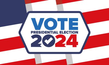 Presidential Election 2024 in United States. Vote day, November 5. US Election. Patriotic american element. Poster, card, banner and background. Vector illustration