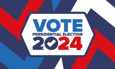 Presidential Election 2024 in United States. Vote day, November 5. US Election. Patriotic american element. Poster, card, banner and background. Vector illustration