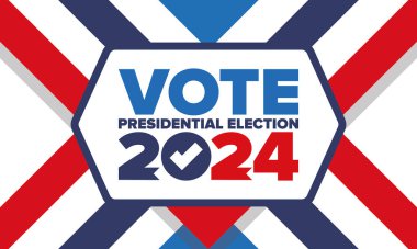 Presidential Election 2024 in United States. Vote day, November 5. US Election. Patriotic american element. Poster, card, banner and background. Vector illustration