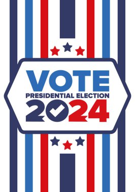 Presidential Election 2024 in United States. Vote day, November 5. US Election. Patriotic american element. Poster, card, banner and background. Vector illustration