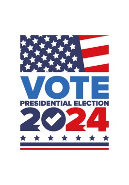 Presidential Election 2024 in United States. Vote day, November 5. US Election. Patriotic american element. Poster, card, banner and background. Vector illustration