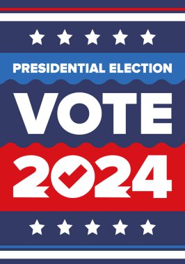 Presidential Election 2024 in United States. Vote day, November 5. US Election. Patriotic american element. Poster, card, banner and background. Vector illustration