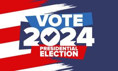 Presidential Election 2024 in United States. Vote day, November 5. US Election. Patriotic american element. Poster, card, banner and background. Vector illustration