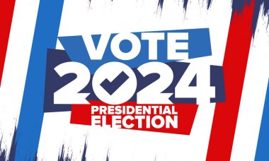 Presidential Election 2024 in United States. Vote day, November 5. US Election. Patriotic american element. Poster, card, banner and background. Vector illustration