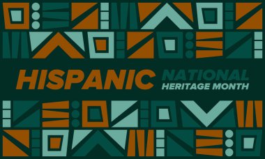 Eylül ve Ekim aylarında Ulusal İspanyol Mirası Ayı. İspanyol ve Latin Amerika kültürü. Birleşik Devletler 'de yıllık kutlama. Poster, kart, afiş ve geçmiş. Vektör illüstrasyonu