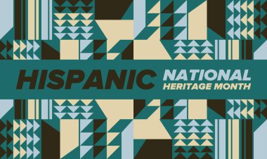 Eylül ve Ekim aylarında Ulusal İspanyol Mirası Ayı. İspanyol ve Latin Amerika kültürü. Birleşik Devletler 'de yıllık kutlama. Poster, kart, afiş ve geçmiş. Vektör illüstrasyonu