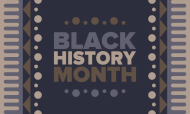 Siyahların Tarihi Ayı. Afrikalı Amerikan Tarihi. Yıllık kutlama. Şubat 'ta Amerika ve Kanada' da. Ekim ayında İngiltere 'de. Poster, kart, afiş, geçmiş. Vektör illüstrasyonu