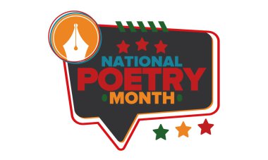 Nisan 'da Ulusal Şiir Ayı. El yazısıyla yazılmış bir poster. Amerika Birleşik Devletleri ve Kanada 'da şiir festivali. Edebi olaylar ve kutlamalar. Tebrik kartı, davet, afiş veya arkaplan