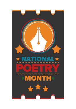 Nisan 'da Ulusal Şiir Ayı. El yazısıyla yazılmış bir poster. Amerika Birleşik Devletleri ve Kanada 'da şiir festivali. Edebi olaylar ve kutlamalar. Tebrik kartı, davet, afiş veya arkaplan