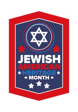 Jewish American Heritage Month. Celebrated annual in May. Jewish American contribution to the history United States. Star of David. Israel symbol. Poster, card, banner and background. Vector clipart