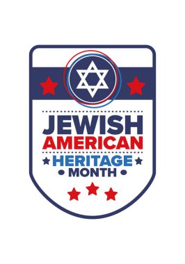 Jewish American Heritage Month. Celebrated annual in May. Jewish American contribution to the history United States. Star of David. Israel symbol. Poster, card, banner and background. Vector clipart