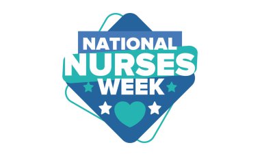 Ulusal Hemşireler Haftası. Teşekkürler hemşireler. Tıbbi ve sağlık hizmetleri konsepti. Virüslere ve hastalıklara karşı savaşanlar. Doktorların şerefine. Amerika 'da yıllık kutlama. Vektör illüstrasyon posteri