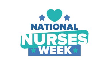 Ulusal Hemşireler Haftası. Teşekkürler hemşireler. Tıbbi ve sağlık hizmetleri konsepti. Virüslere ve hastalıklara karşı savaşanlar. Doktorların şerefine. Amerika 'da yıllık kutlama. Vektör illüstrasyon posteri