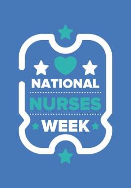 Ulusal Hemşireler Haftası. Teşekkürler hemşireler. Tıbbi ve sağlık hizmetleri konsepti. Virüslere ve hastalıklara karşı savaşanlar. Doktorların şerefine. Amerika 'da yıllık kutlama. Vektör illüstrasyon posteri