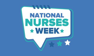 Ulusal Hemşireler Haftası. Teşekkürler hemşireler. Tıbbi ve sağlık hizmetleri konsepti. Virüslere ve hastalıklara karşı savaşanlar. Doktorların şerefine. Amerika 'da yıllık kutlama. Vektör illüstrasyon posteri