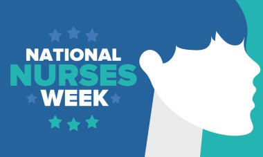 Ulusal Hemşireler Haftası. Teşekkürler hemşireler. Tıbbi ve sağlık hizmetleri konsepti. Virüslere ve hastalıklara karşı savaşanlar. Doktorların şerefine. Amerika 'da yıllık kutlama. Vektör illüstrasyon posteri