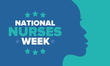 Ulusal Hemşireler Haftası. Teşekkürler hemşireler. Tıbbi ve sağlık hizmetleri konsepti. Virüslere ve hastalıklara karşı savaşanlar. Doktorların şerefine. Amerika 'da yıllık kutlama. Vektör illüstrasyon posteri