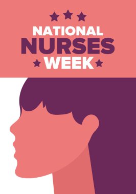 Ulusal Hemşireler Haftası. Teşekkürler hemşireler. Tıbbi ve sağlık hizmetleri konsepti. Virüslere ve hastalıklara karşı savaşanlar. Doktorların şerefine. Amerika 'da yıllık kutlama. Vektör illüstrasyon posteri