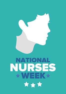 Ulusal Hemşireler Haftası. Teşekkürler hemşireler. Tıbbi ve sağlık hizmetleri konsepti. Virüslere ve hastalıklara karşı savaşanlar. Doktorların şerefine. Amerika 'da yıllık kutlama. Vektör illüstrasyon posteri